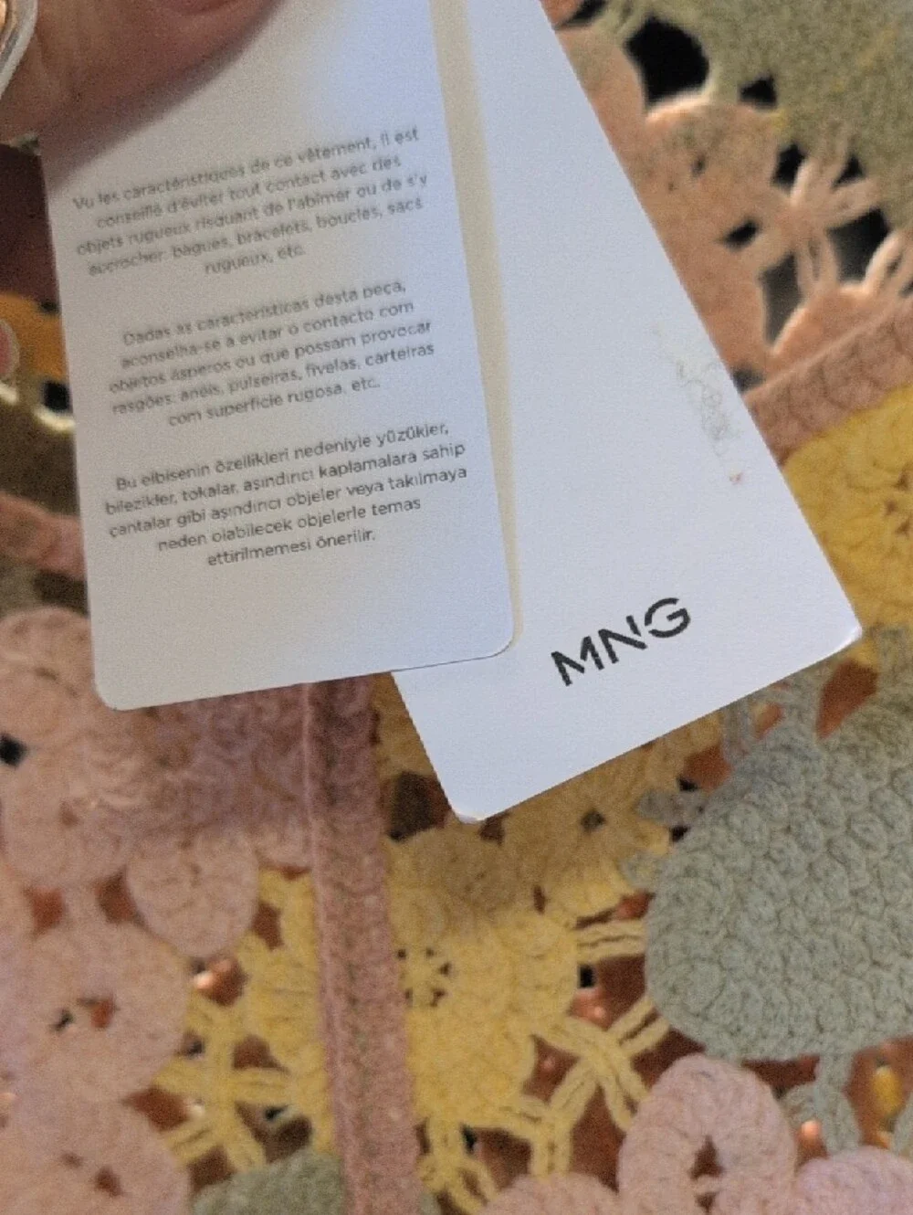 Mango Crochet Floral Knit Top in Peach and Yellow - Picture 3 of 12